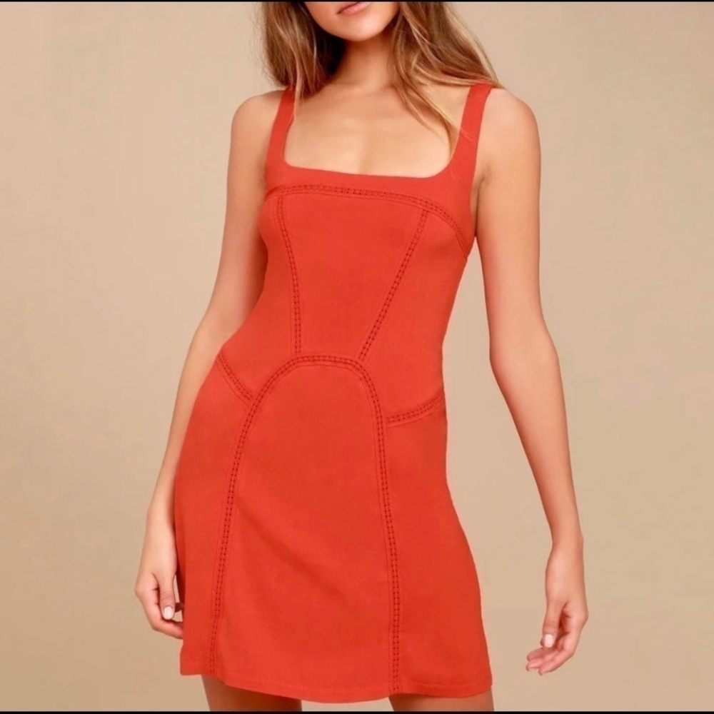 Intimately Free People Beyond Me Coral Crochet Slip Dress